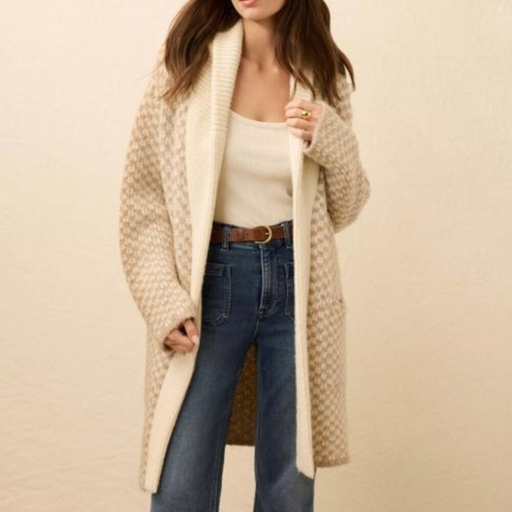 Faherty Alpaca Cabin Sweater Coat in Cream